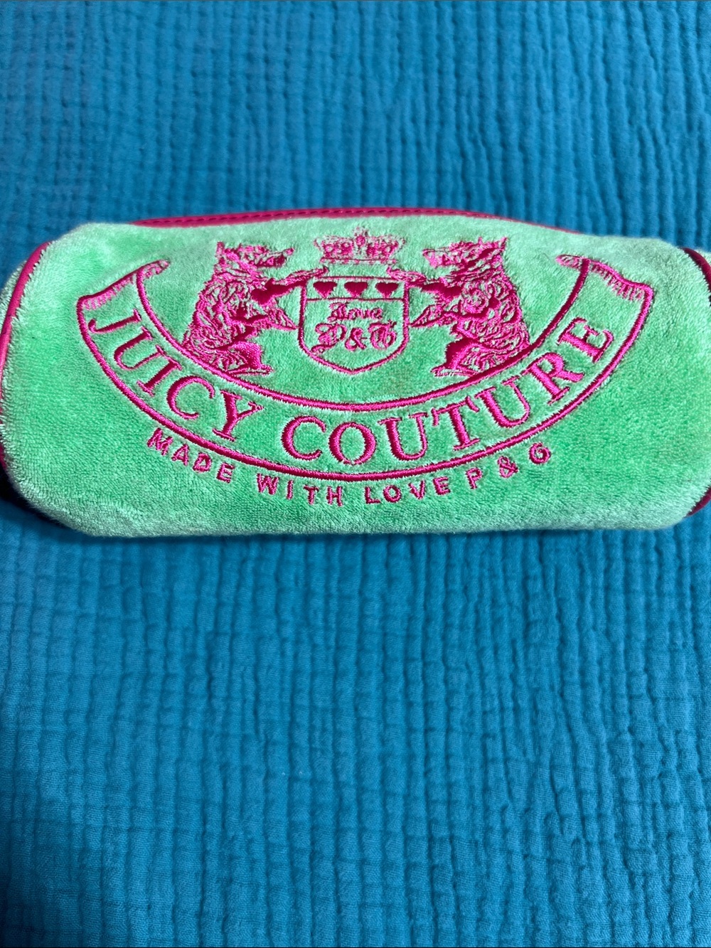 Vintage Y2K Juicy Couture Velour Barrel Pencil Case / Cosmetic Pouch